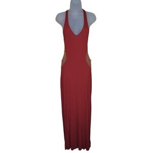 Staring at Stars Rust Red Crochet Cutout Open Back Maxi Dress Medium Boho Summer